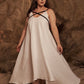 Dress with ribbons in organic linen height from 170cm+