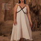 Dress with ribbons in organic linen height from 170cm+