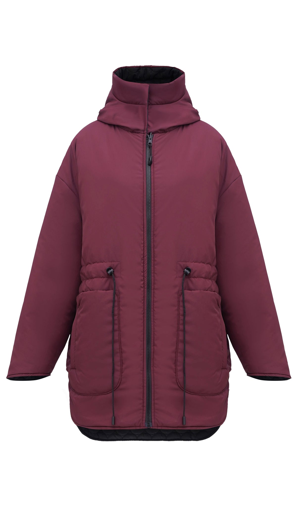 Winter double-sided jacket marsala/black