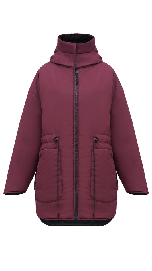 Winter double-sided jacket marsala/black