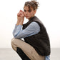 Vest with detachable collar black