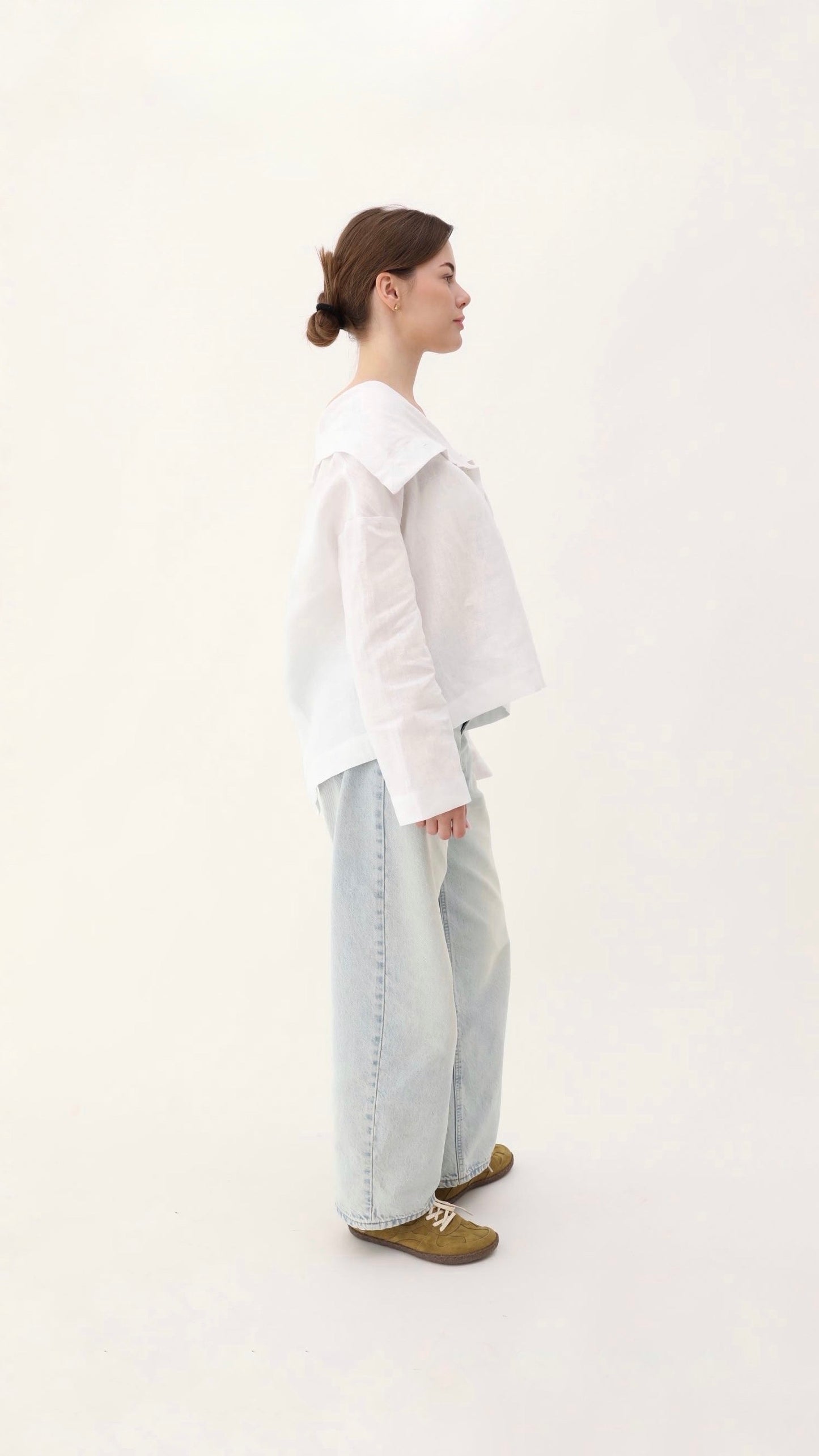 Asymmetrical organic linen shirt
