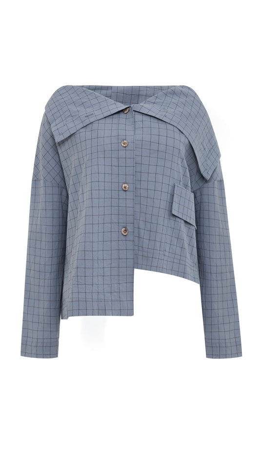 Asymmetrical washed cotton shirt