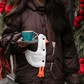 Down jacket  "Little duck" in chocolate with detachable bows and removable hood