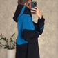 Patched upcycled Hoodie blue