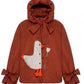 Down jacket  "Little duck" in terracotta with detachable bows and removable hood