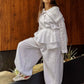 Asymmetrical shirt+ bloomers pants organic linen