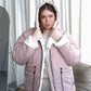 Зимова двостороння куртка молоко/рожевий 