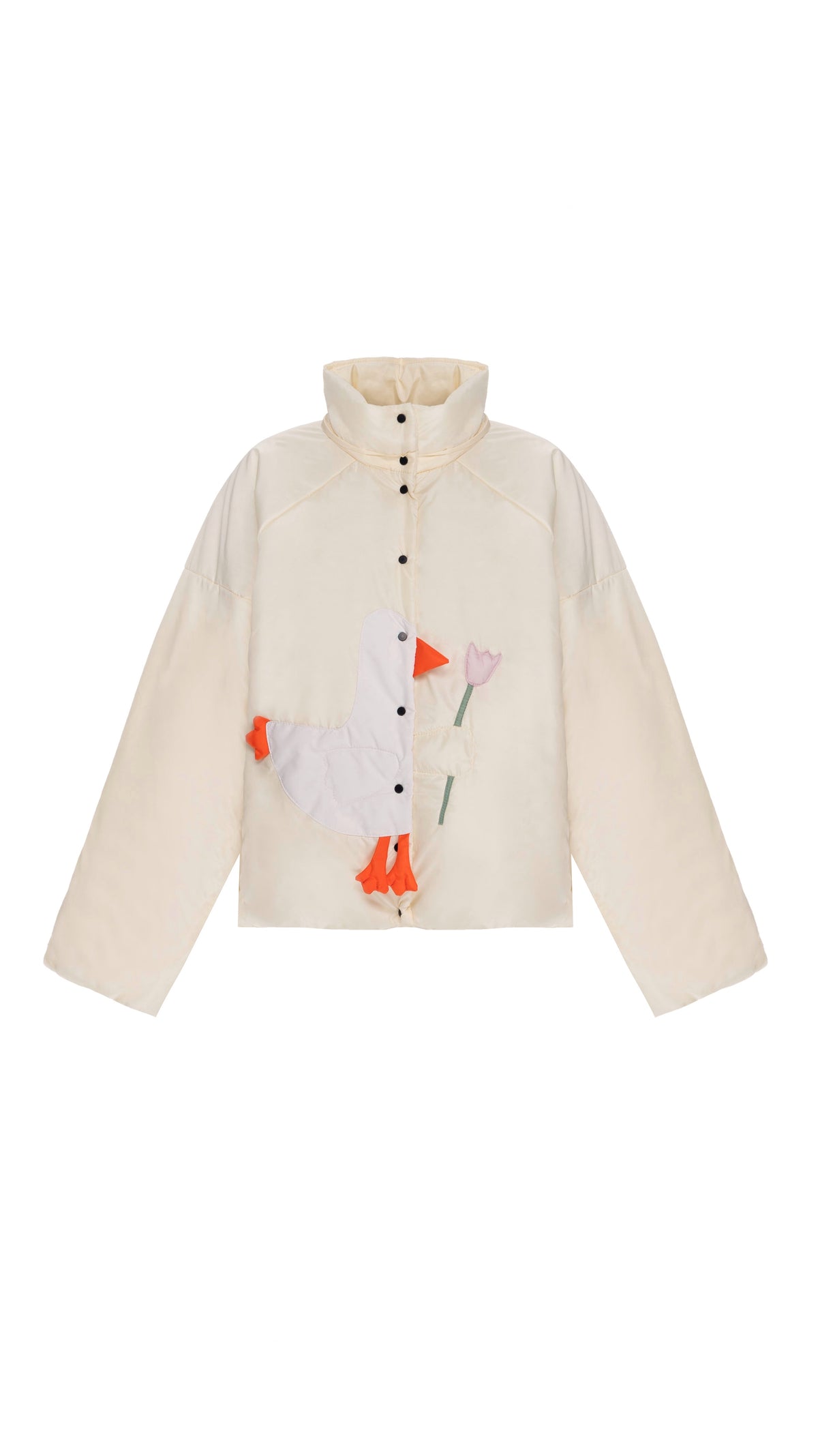 Down jacket  "Little duck" in yellow butter with detachable bows and removable hood