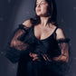 Black dress with ribbons height from 155cm +