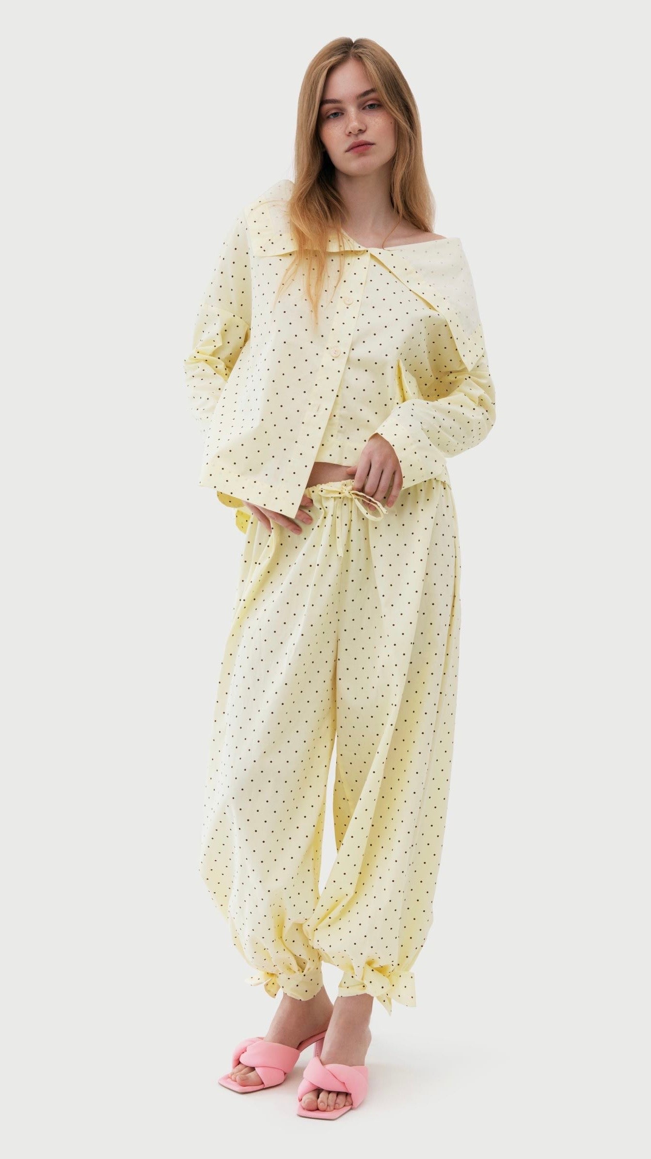 Asymmetrical shirt+ bloomers pants cotton