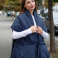 Deep blue Down vest with detachable hood