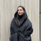 Black Down vest with detachable hood