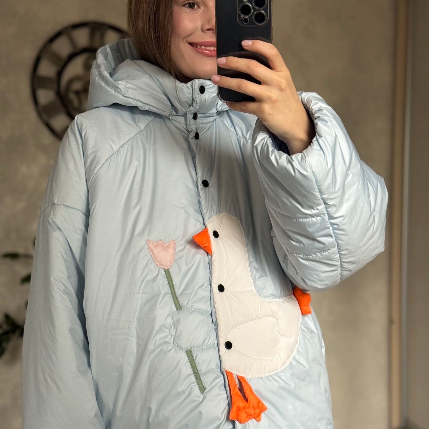 <tc>Куртка «Качечка» блакитна зі знімними бантами і пристібним капюшоном</tc>