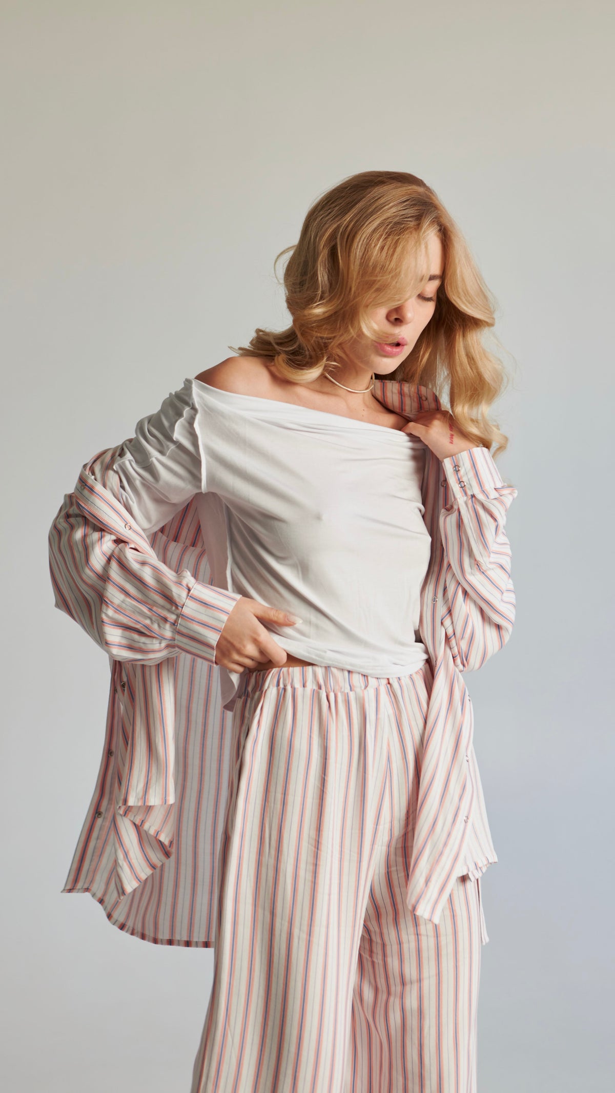 Striped pants with flounces