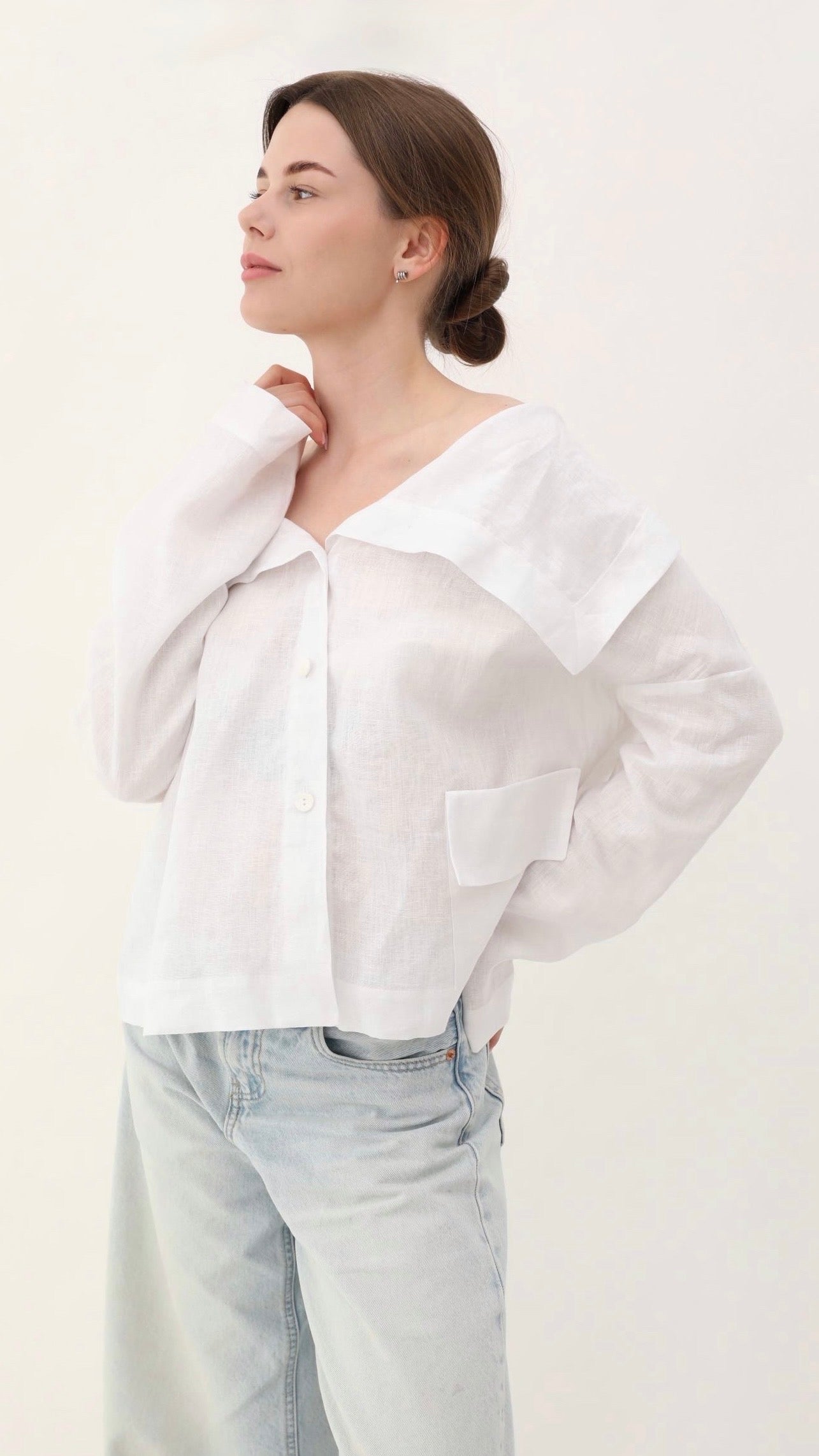Asymmetrical organic linen shirt