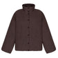 Down jacket in black with detachable chocolate and removable hood