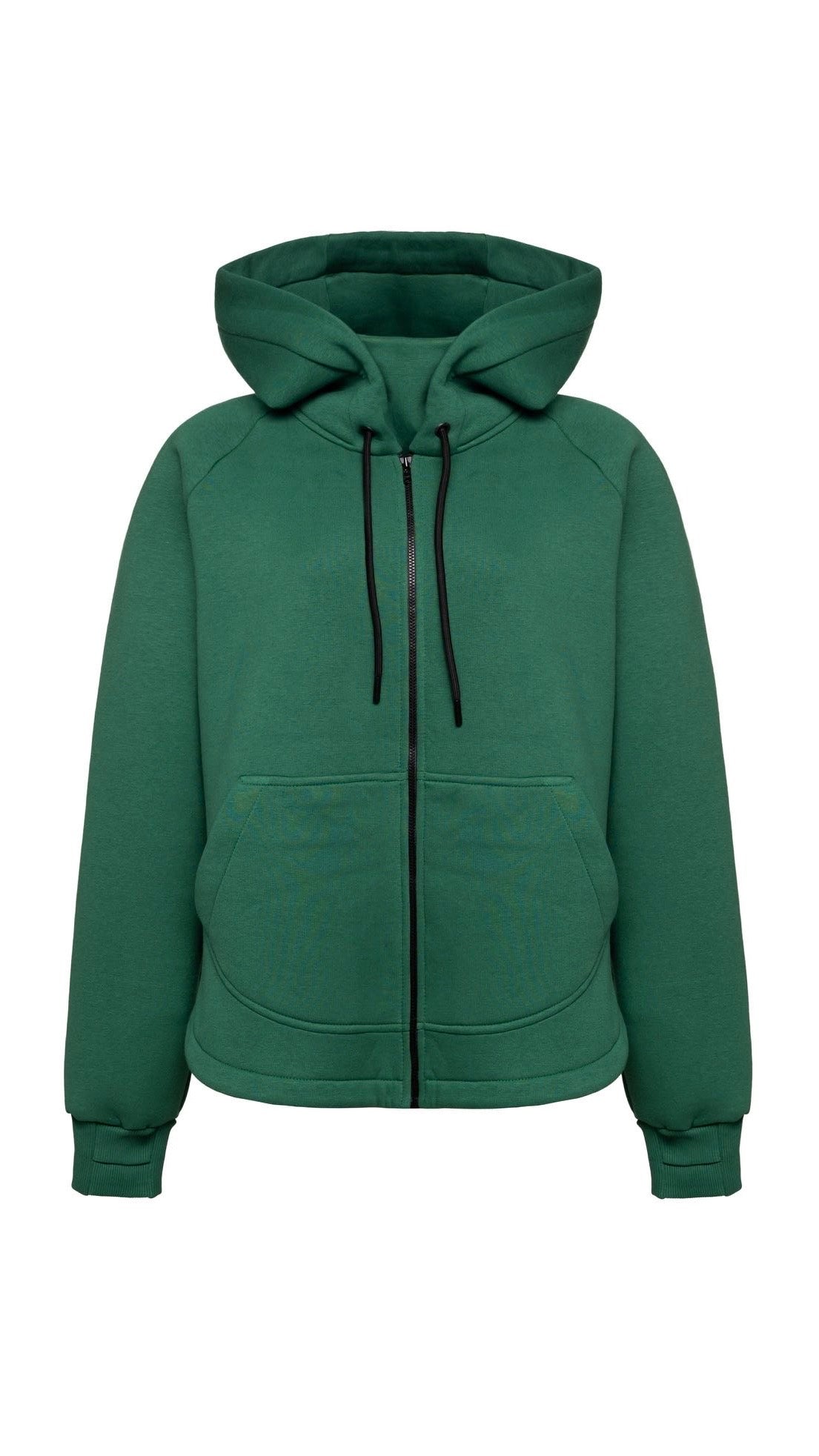 Zip fleece hoodie emerald