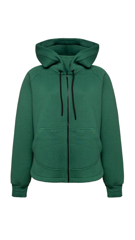 Zip fleece hoodie emerald
