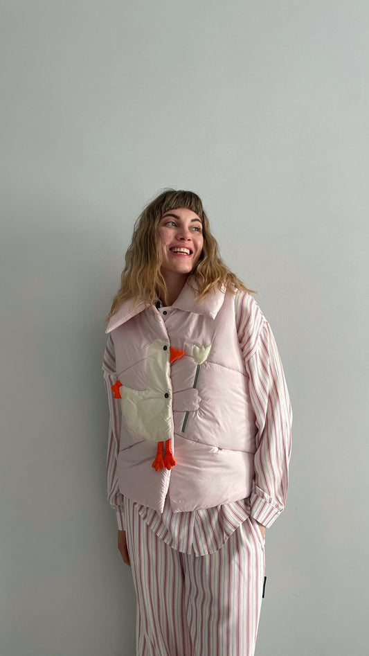 Vest "Little duck" pink cotton candy with detachable collar