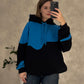 Patched upcycled Hoodie blue