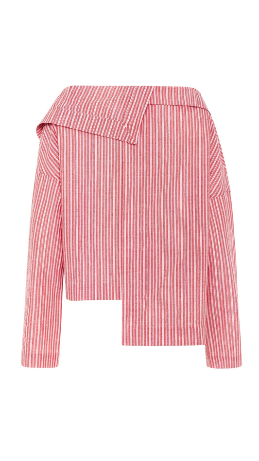 Asymmetrical washed cotton shirt