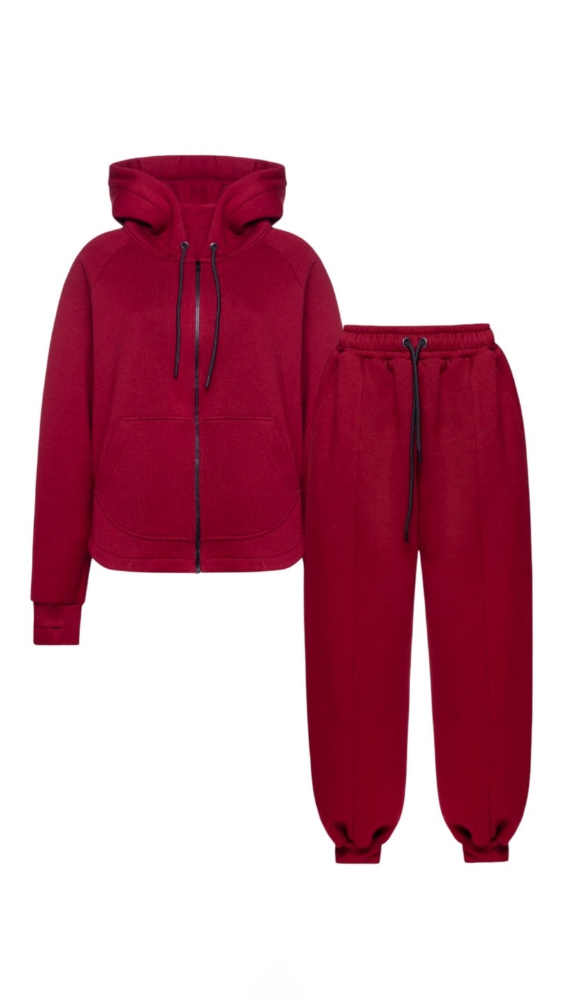 Fleece suit burgundy