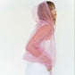 Transparent bubblegum hoodie with an elastic band