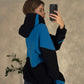 Patched upcycled Hoodie blue