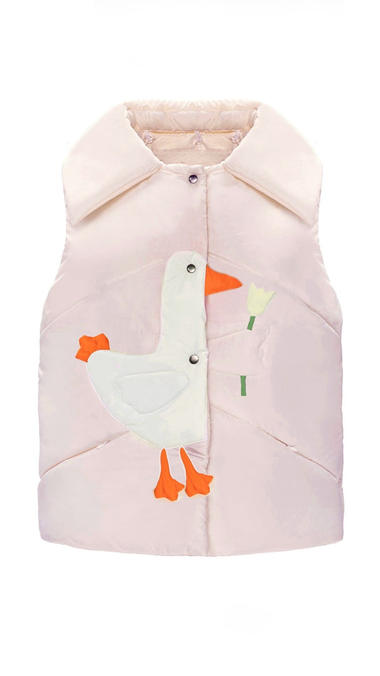 Vest "Little duck" pink cotton candy with detachable collar