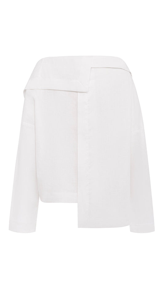 Asymmetrical organic linen shirt