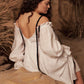 Dress with ribbons in organic linen height from 170cm+