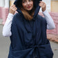 Deep blue Down vest with detachable hood