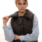 Vest with detachable collar black