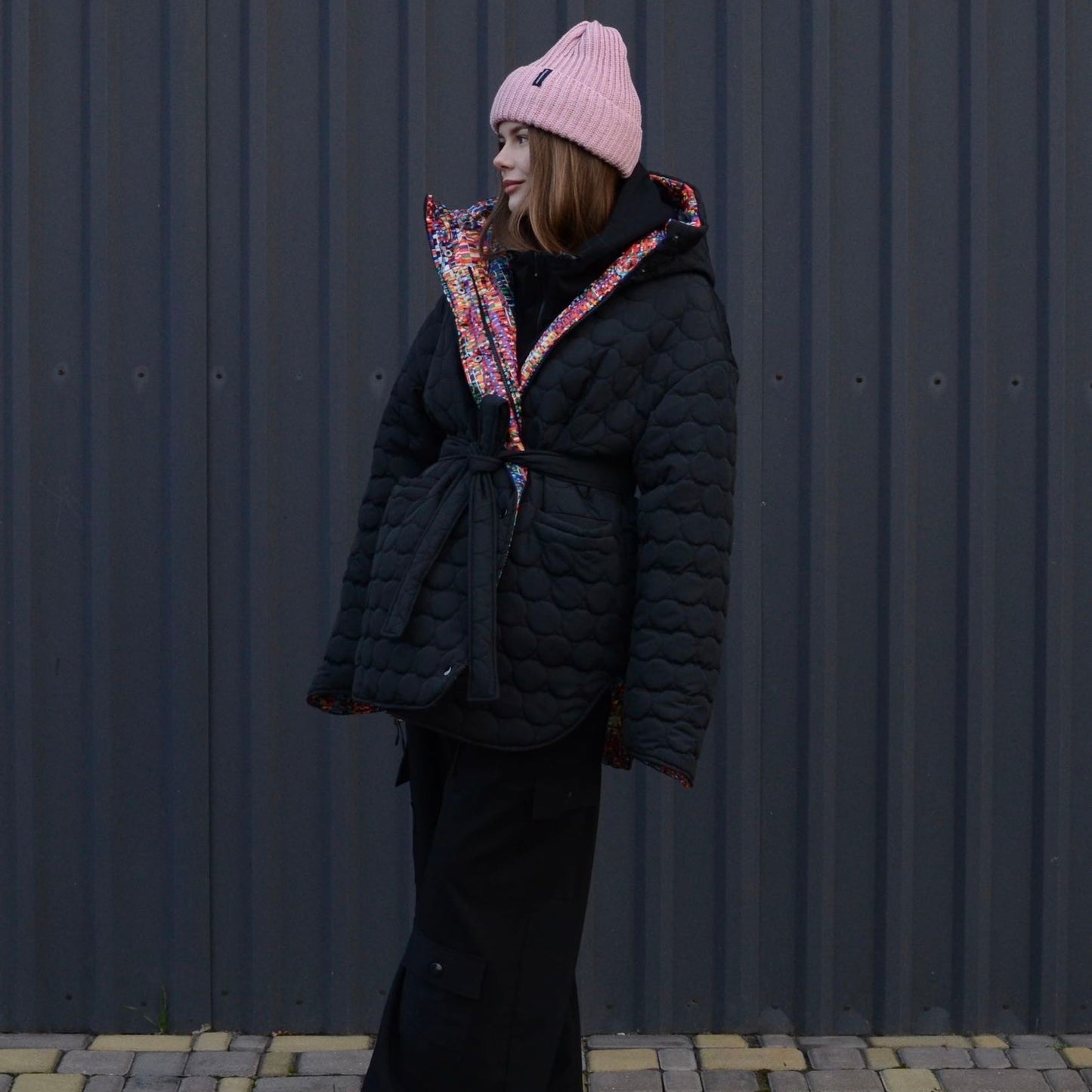 Winter double-sided jacket abstraction/black