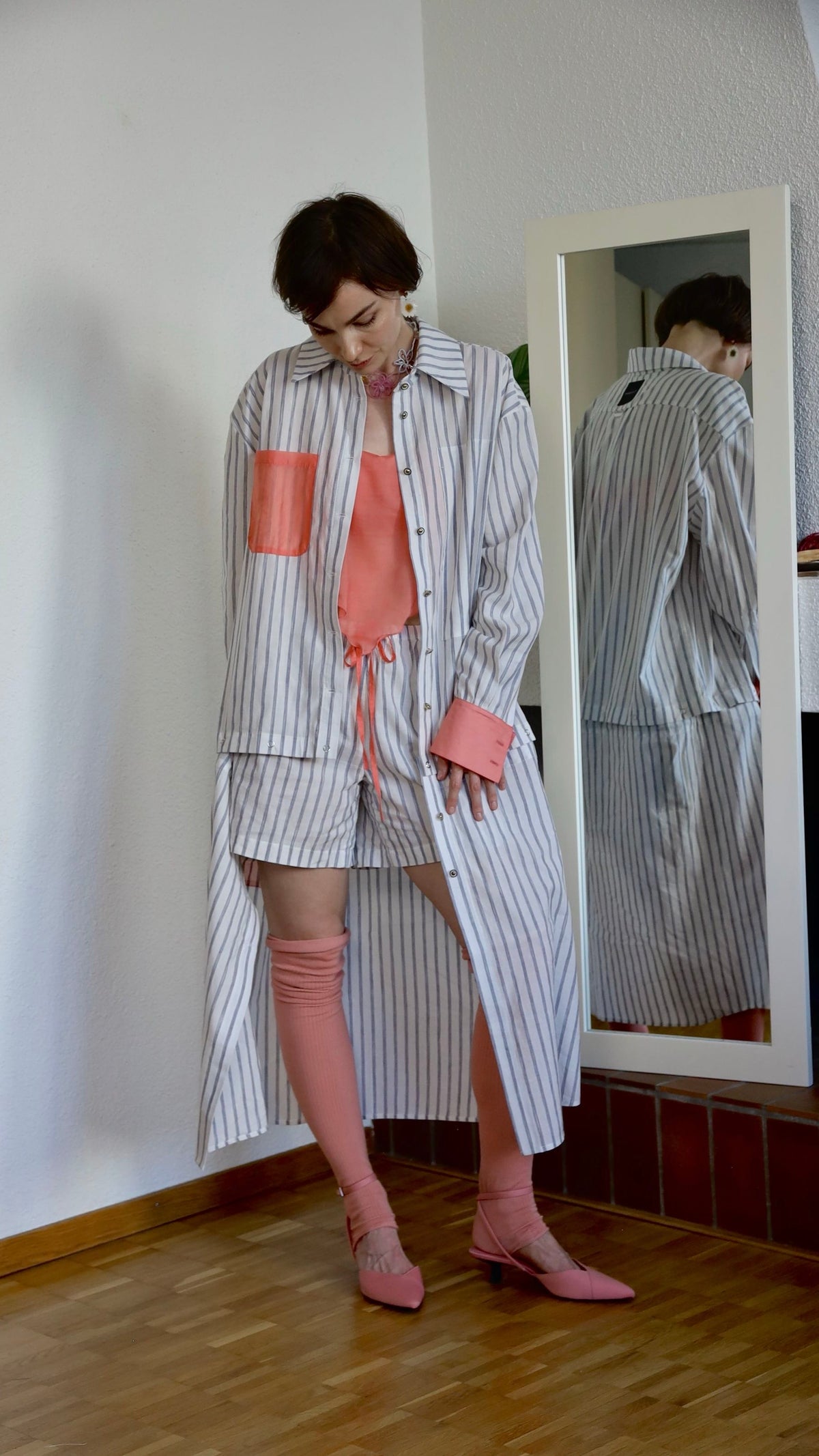 Striped shirt with optional attachable bottom
