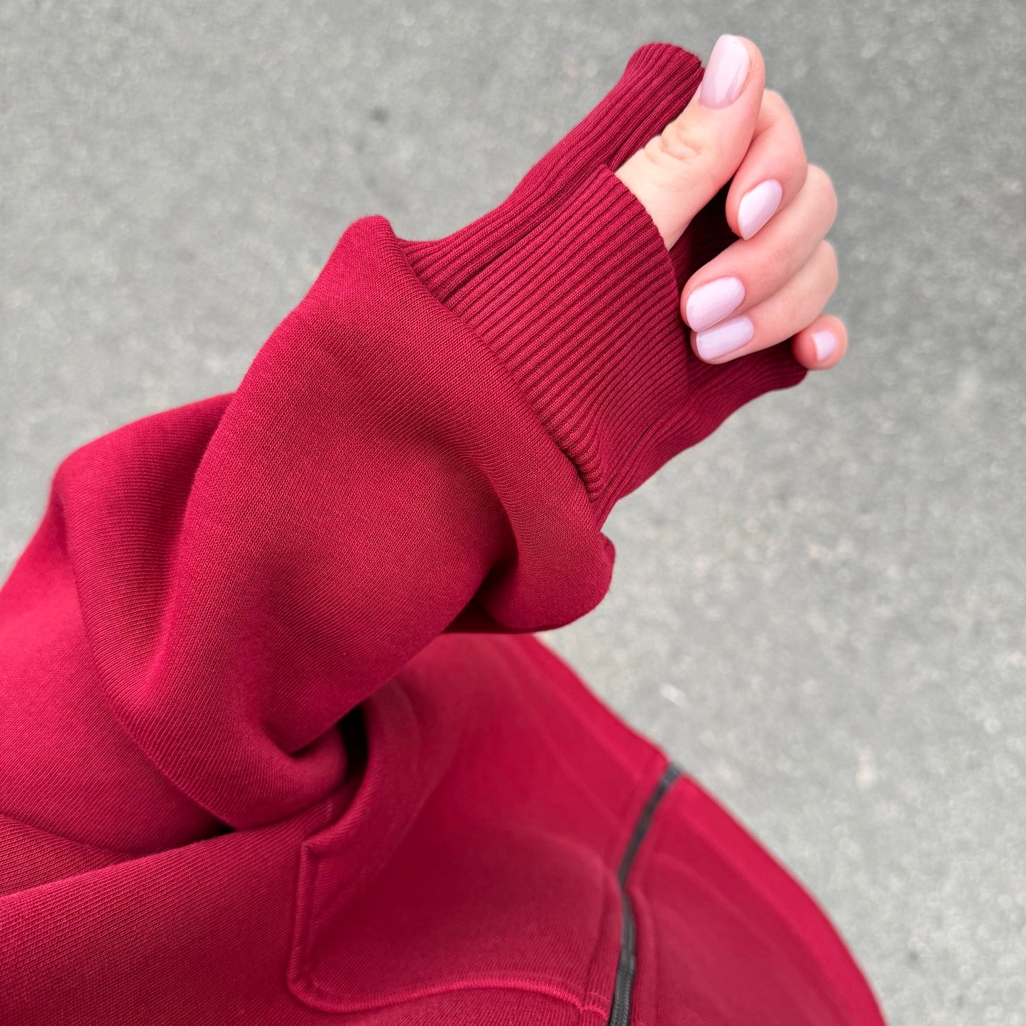 Zip fleece hoodie burgundy
