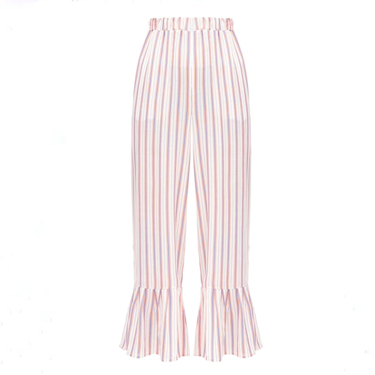 Striped pants with flounces