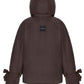 Down jacket in black with detachable chocolate and removable hood