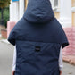 Deep blue Down vest with detachable hood