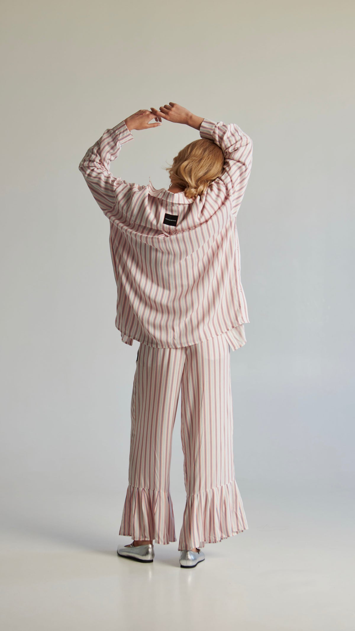 Striped pants with flounces