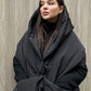 Black Down vest with detachable hood