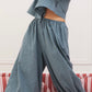 Asymmetrical shirt+ bloomers pants cotton washed