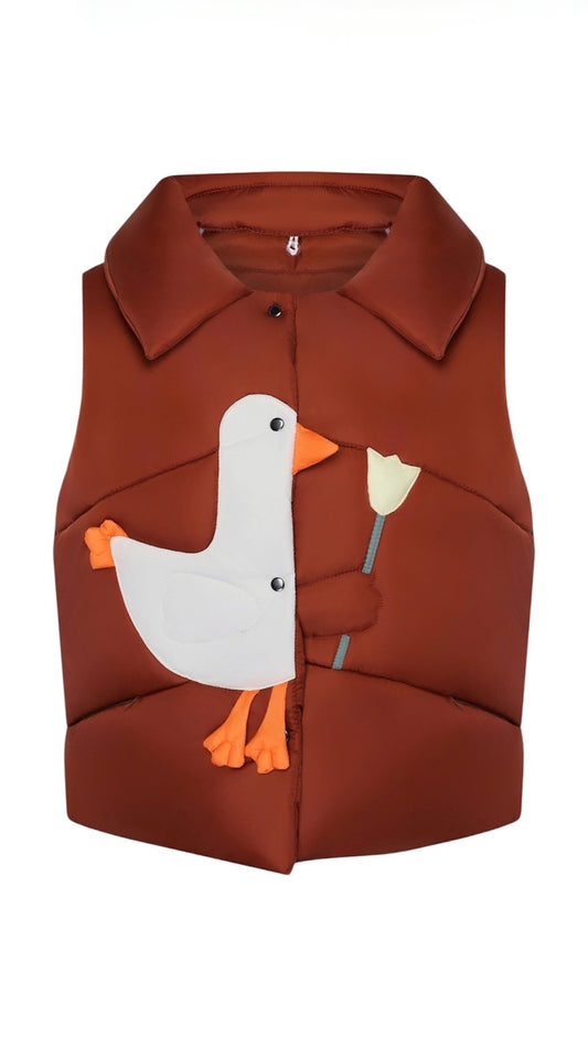 Vest "Little duck" terracotta with detachable collar