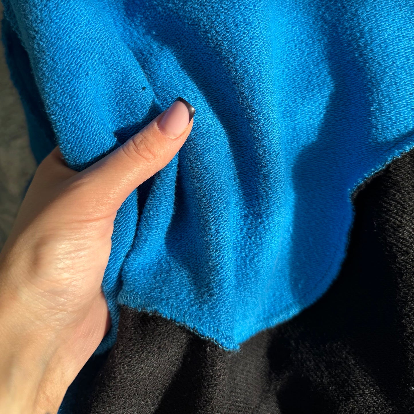 Patched upcycled Hoodie blue