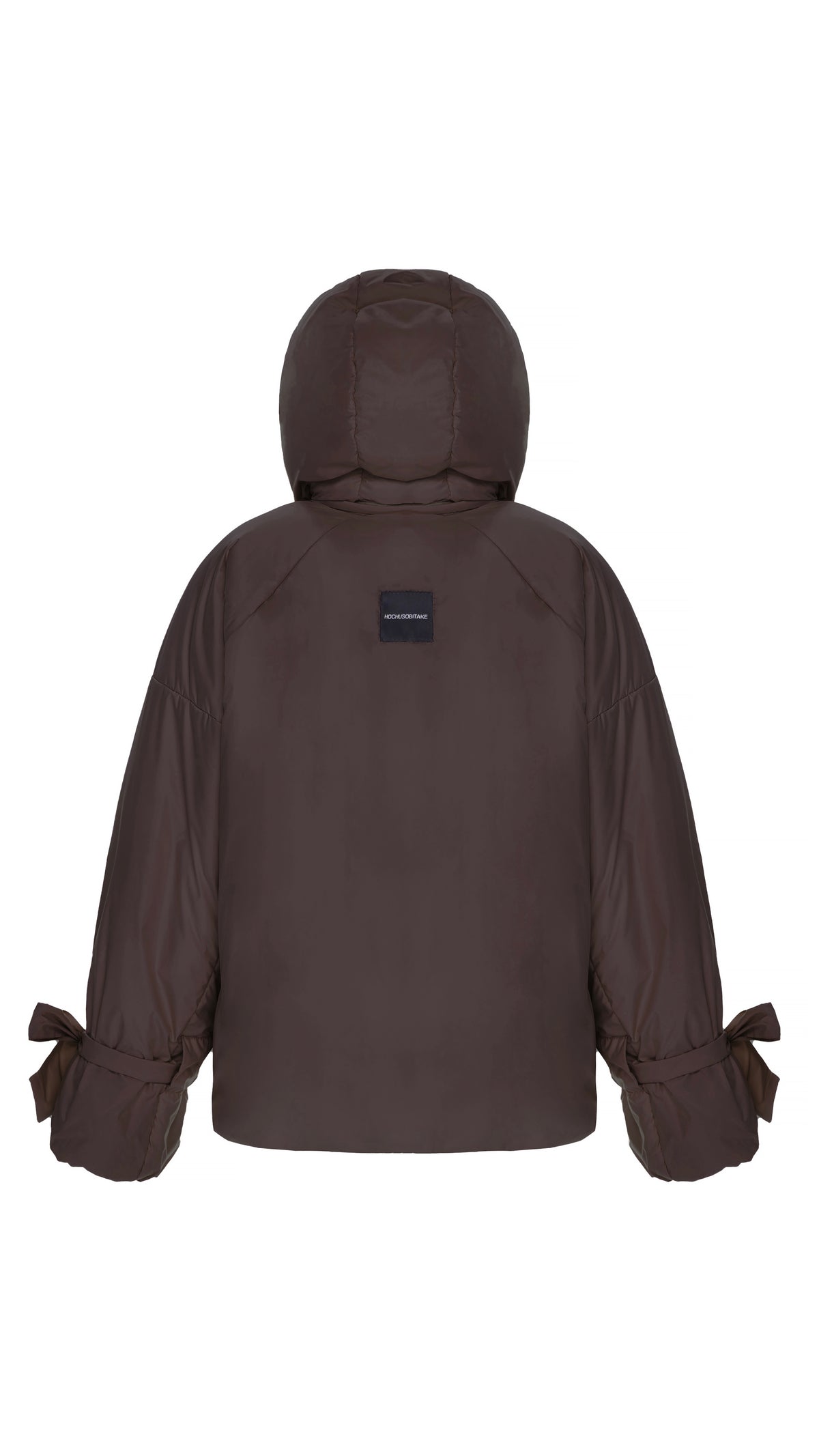 Down jacket  "Little duck" in chocolate with detachable bows and removable hood