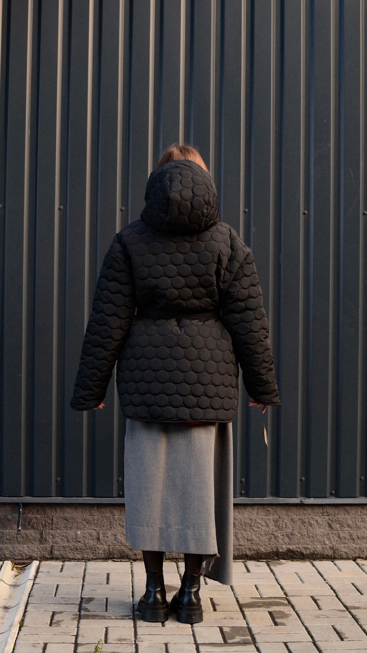 Winter double-sided jacket marsala/black