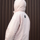 Down jacket in power with detachable powder and removable hood
