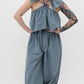 Asymmetrical shirt+ bloomers pants cotton washed