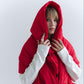 Red Down vest with detachable hood